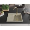 Mexen Ben Granitspüle 1-beckig mit Abtropffläche rechts 600 x 500 mm, beige, goldener Siphon - 6523605000-69-G
