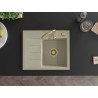 Mexen Ben zlewozmywak granitowy 1-komorowy z ociekaczem, prawy 600 x 500 mm, beżowy, syfon złoty - 6523605000-69-G