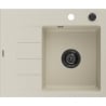 Mexen Ben évier en granit 1 bac avec égouttoir, droit 600 x 500 mm, beige, siphon noir - 6523605000-69-B