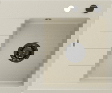 Mexen Ben Granitspulltësch mat 1-Tëschenag mat Tropfberäich, riets 600 x 500 mm, beige, schwaarz Syphon - 6523605000-69-B