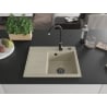 Mexen Ben Granitspüle 1-beckig mit Abtropffläche rechts 600 x 500 mm, beige, schwarzer Siphon - 6523605000-69-B