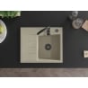 Mexen Ben Granitspüle 1-beckig mit Abtropffläche rechts 600 x 500 mm, beige, schwarzer Siphon - 6523605000-69-B