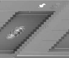 Mexen Ben granitais izlietne ar vienu nodalījumu un noteces zonu, labā puse 600 x 500 mm, pelēka, sifons hroms