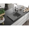 Mexen Ben Granitspüle 1-beckig mit Abtropffläche rechts 600 x 500 mm, grau, Siphon Chrom - 6523605000-71