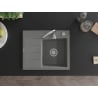 Mexen Ben Granitspüle 1-beckig mit Abtropffläche rechts 600 x 500 mm, grau, Siphon Chrom - 6523605000-71