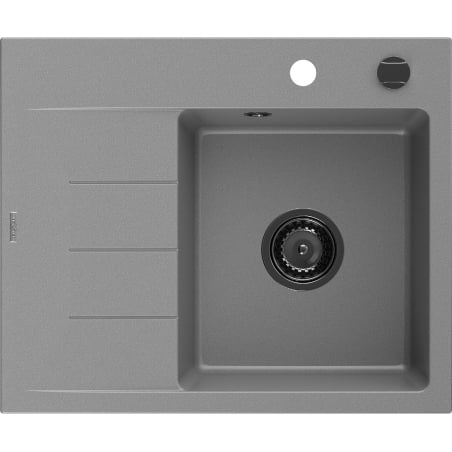 Mexen Ben Granitspüle 1-Becken mit Abtropffläche rechts 600 x 500 mm, grau, schwarzer Siphon - 6523605000-71-B