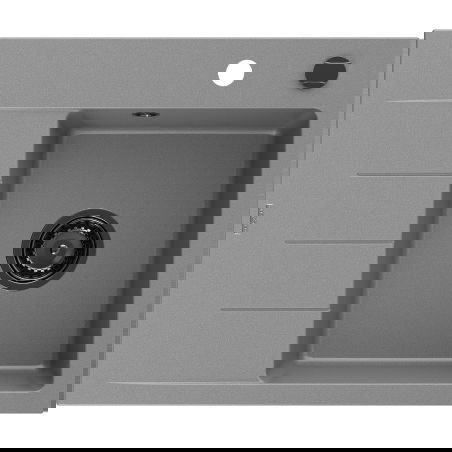 Mexen Ben Granitspüle 1-Becken mit Abtropffläche, rechts 600 x 500 mm, grau, Siphon schwarz - 6523605000-71-B