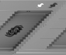 Mexen Ben Granit-Spullwaasserbecken 1-Bekummer mat Drëpsberäich, riets 600 x 500 mm, gro, schwaarzen Syphon - 6523605000-71-B