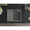 Mexen Ben évier en granit à 1 bac avec égouttoir, droit 600 x 500 mm, gris, siphon noir - 6523605000-71-B