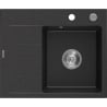Mexen Ben Granitspüle 1-beckig mit Abtropffläche rechts 600 x 500 mm, schwarz/silber metallic, Siphon Chrom - 6523605000-73
