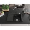 Mexen Ben Granitspüle 1-beckig mit Abtropffläche rechts 600 x 500 mm, schwarz/silber metallic, Siphon Chrom - 6523605000-73