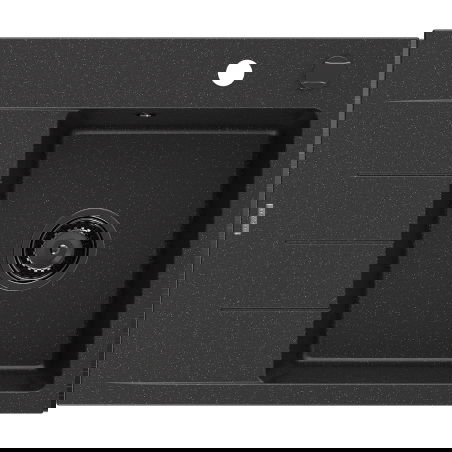 Mexen Ben lava-loiça de granito com 1 cuba e escorredor, direita 600x500 mm, preto/prateado metálico sifão preto
