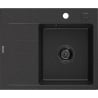 Mexen Ben évier en granit à 1 bac avec égouttoir, droit 600x500 mm, noir/argent métallisé siphon noir - 6523605000-73-B