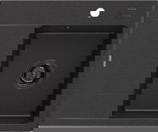 Mexen Ben lava-loiça de granito com 1 cuba e escorredor, direita 600x500 mm, preto/prateado metálico sifão preto