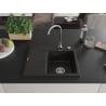 Mexen Ben 1-bowl granite sink with right drainer 600 x 500 mm, black/gold metallic, chrome siphon - 6523605000-75
