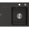 Mexen Ben évier en granit 1 bac avec égouttoir, droit 600 x 500 mm, noir/doré métallisé, siphon chromé - 6523605000-75