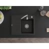 Mexen Ben 1-bowl granite sink with right drainer 600 x 500 mm, black/gold metallic, chrome siphon - 6523605000-75