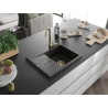 Mexen Ben zlewozmywak granitowy 1-komorowy z ociekaczem, prawy 600 x 500 mm, czarny/złoty metalik, syfon złoty - 6523605000-75-G