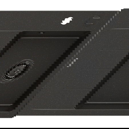 Mexen Ben Fregadero de granito de 1 cubeta con escurridor, derecho 600 x 500 mm, negro/dorado metálico sifón negro