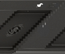 Mexen Ben Granit-Spülbecken, 1-beckig mit Abtropffläche, rechts 600 x 500 mm, schwarz/goldner Metallic Siphon schwarz