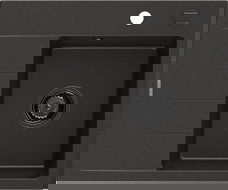 Mexen Ben Granit Waschbecken mat 1-Kouzëmmer mat Oflee, riets 600 x 500 mm, schwaarz/gëllen Metalik sifon schwaarz