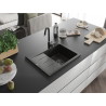 Mexen Ben zlewozmywak granitowy 1-komorowy z ociekaczem, prawy 600 x 500 mm, czarny/złoty metalik syfon czarny - 6523605000-75-B