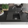 Mexen Ben granitni sudoper s 1 komorom s odvodom, desni 600 x 500 mm, crni s točkicama, kromirani sifon - 6523605000-76