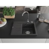 Mexen Ben zlewozmywak granitowy 1-komorowy z ociekaczem, prawy 600 x 500 mm, czarny nakrapiany, syfon chrom - 6523605000-76