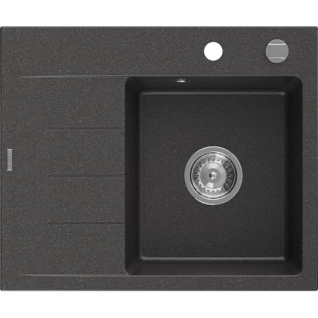 Mexen Ben granitni sudoper s 1 komorom s odvodom, desni 600 x 500 mm, crni s točkicama, kromirani sifon - 6523605000-76