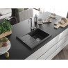 Mexen Ben zlewozmywak granitowy 1-komorowy z ociekaczem, prawy 600 x 500 mm, czarny nakrapiany, syfon chrom - 6523605000-76