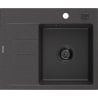 Mexen Ben Granitspüle 1-Becken mit Abtropffläche rechts 600 x 500 mm, schwarz gesprenkelt, schwarzer Siphon - 6523605000-76-B