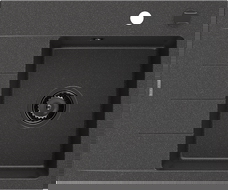 Mexen Ben granitdiskbänk 1-kammare med avrinning, höger 600 x 500 mm, svart stänkt, svart vattenlås - 6523605000-76-B