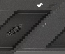 Mexen Ben Granitspüle ein Becken mit Abtropffläche, rechts 600 x 500 mm, schwarz gesprenkelt, schwarzer Siphon