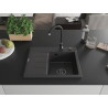 Mexen Ben zlewozmywak granitowy 1-komorowy z ociekaczem, prawy 600 x 500 mm, czarny nakrapiany, syfon czarny - 6523605000-76-B