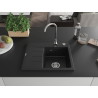 Mexen Ben zlewozmywak granitowy 1-komorowy z ociekaczem, prawy 600 x 500 mm, czarny, syfon chrom - 6523605000-77