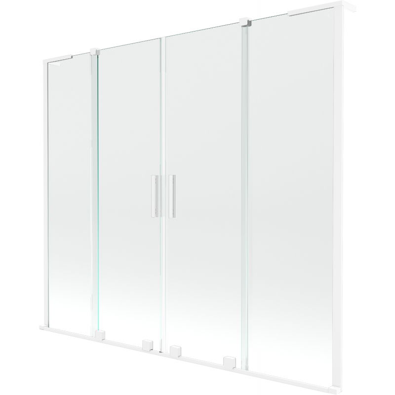 Mexen Velar L Duo badwand scherm 2-delig schuifbaar 180 x 150 cm, transparant, wit - 896-180-003-02-20