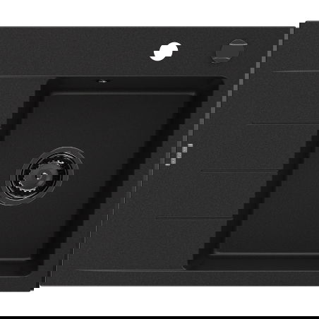 Mexen Ben lava-louça de granito de 1-cuba com escorredor, direito 600 x 500 mm, preto, sifão preto - 6523605000-77-B