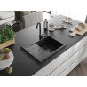 Mexen Ben zlewozmywak granitowy 1-komorowy z ociekaczem, prawy 600 x 500 mm, czarny, syfon czarny - 6523605000-77-B