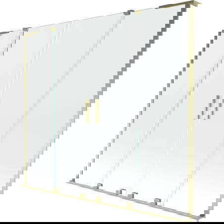 Mexen Velar L Duo drsna stena za kopalnico 2-krilna, 180 x 150 cm, prozorna, zlata - 896-180-003-02-50