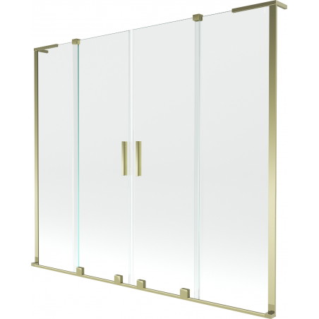 Mexen Velar L Duo vannitoa ekraan 2-tiivaline lükanduks 180 x 150 cm, läbipaistev, kuldne - 896-180-003-02-50