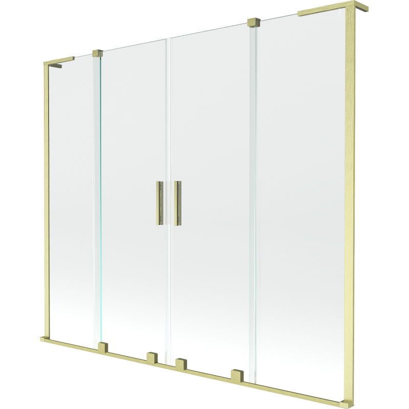 Mexen Velar L Duo-Badewannenfaltwand 2-teilig, verschiebbar, 180 x 150 cm, transparent, gold gebürstet - 896-180-003-02-55