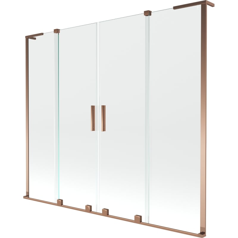 Mexen Velar L Duo paravan za kadu, dvokrilni, klizni, 180 x 150 cm, transparentan, ružičasto zlato - 896-180-003-02-60