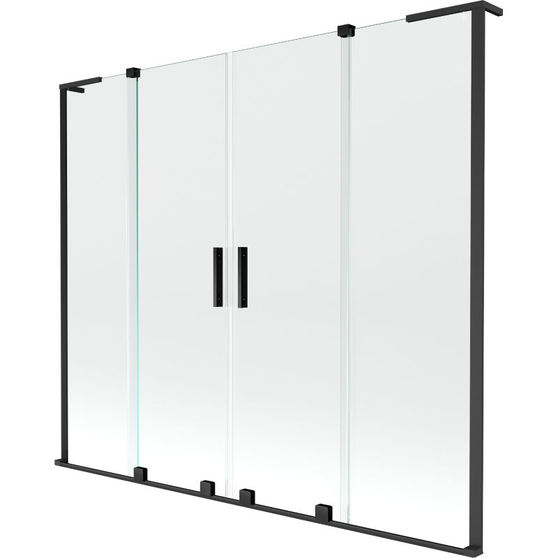 Mexen Velar L Duo Badewannenabtrennung, 2-flügelig, schiebbar, 180 x 150 cm, transparent, schwarz - 896-180-003-02-70