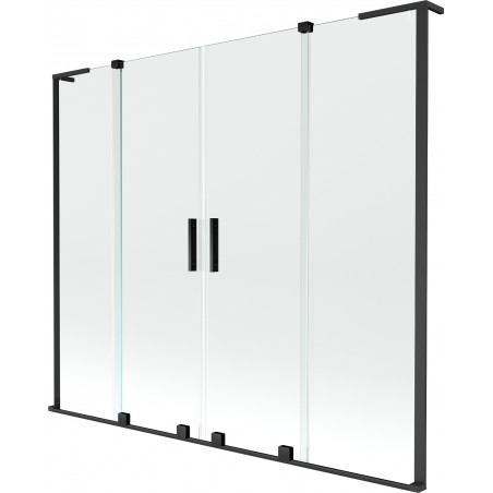 Mexen Velar L Duo vannisein 2-tiivaline lükanduks 180 x 150 cm, läbipaistev, must - 896-180-003-02-70