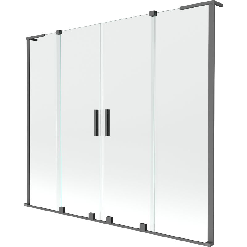 Mexen Velar L Duo Badewannenabtrennung 2-flügelig verschiebbar 180 x 150 cm, transparent, Gun Metal - 896-180-003-02-95