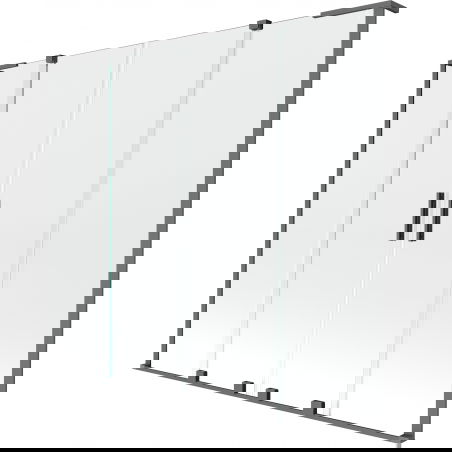 Mexen Velar L Dúo de mampara de baño corredera de 2 hojas 180 x 150 cm, transparente, gun metal - 896-180-003-02-95