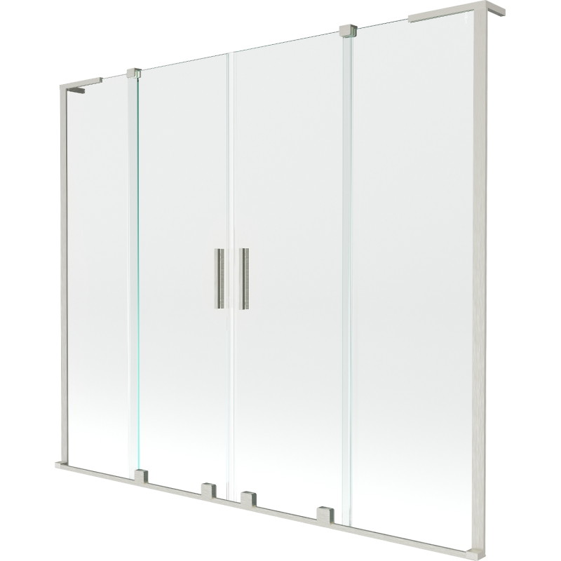 Mexen Velar L Duo mampara de baño de 2 hojas corredera 180 x 150 cm, transparente, níquel cepillado - 896-180-003-02-97
