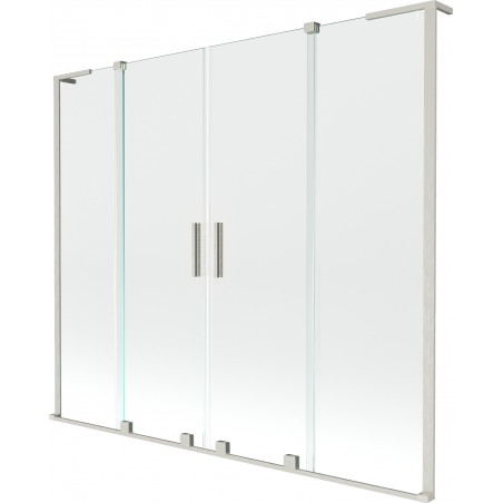 Mexen Velar L Duo badscherm voor badkuip, 2-delig schuifbaar 180 x 150 cm, transparant, geborsteld nikkel - 896-180-003-02-97