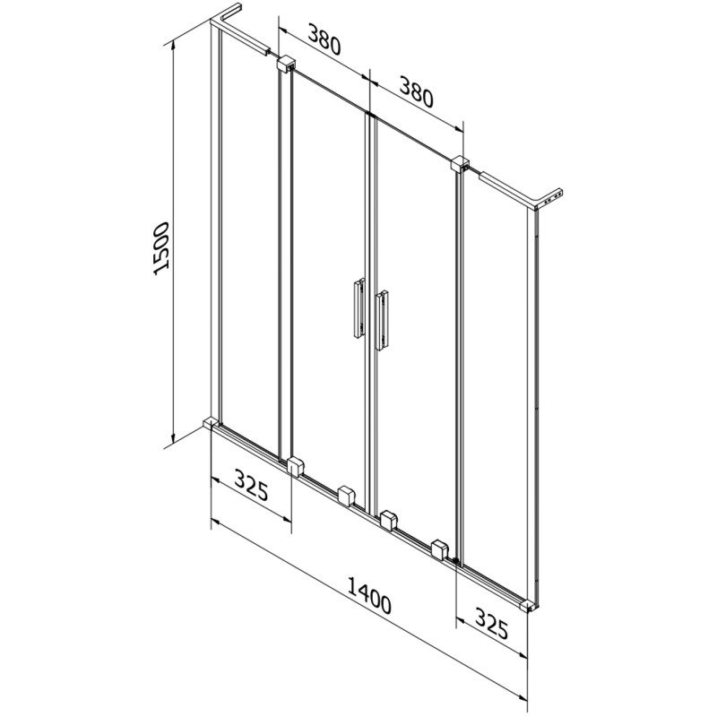 Mexen Velar L Duo vannitoa ekraan 2-osaline liuguks 140 x 150 cm, grafiit, kroom - 896-140-003-42-01