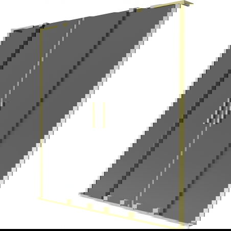 Mexen Velar L Duo duschvägg 2-delad skjutbar 140 x 150 cm, grafit, borstad guld - 896-140-003-42-55